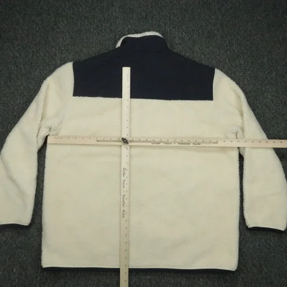 Polo Ralph Lauren Jacket Mens XXL Cream Blue Hybrid Fleece High Pile Full Zip